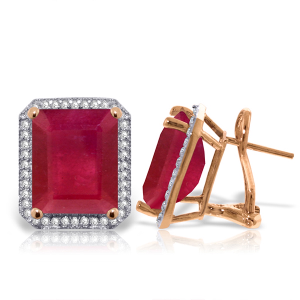 Gold French Clips Earring With Diamonds Rubies 3680$